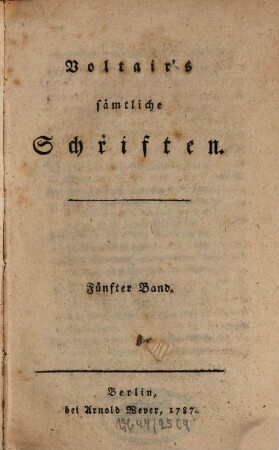 Voltair's sämmtliche Schriften, 5