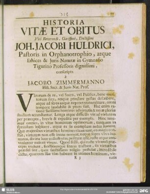 Historia Vitae Et Obitus ...