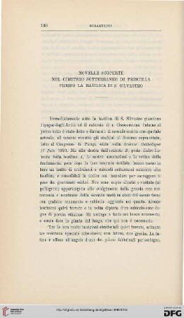 5.Ser.1.1890: Novelle scoperte nel cimitero sotterraneo di Priscilla presso la basilica di S. Silvestro