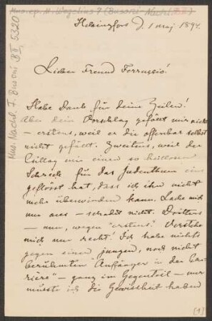 Brief an Ferruccio Busoni : 01.05.1894