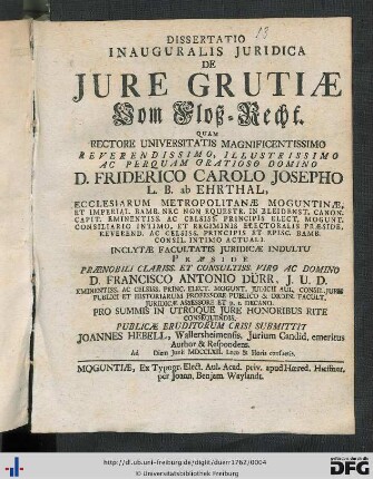 Dissertatio Inauguralis Juridica De Jure Grutiae