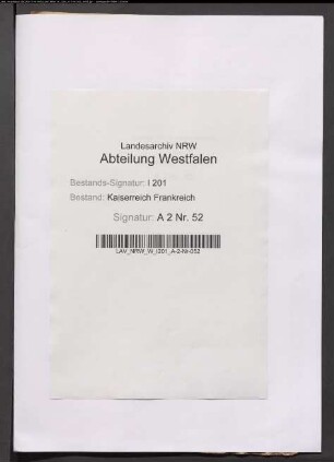 Etat der Commüne Hüllhorst für das 2. Halbjahr 1811.