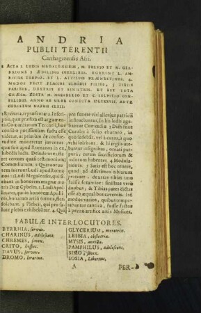 Andria Publii Terentii Carthaginensis Afri.