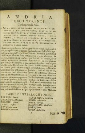 Andria Publii Terentii Carthaginensis Afri.