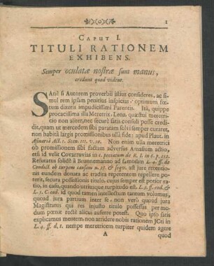 Caput I. Tituli Rationem Exhibens.