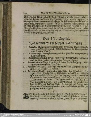 Das IX. Capitel. Von der wahren und falschen Rechtfertigung