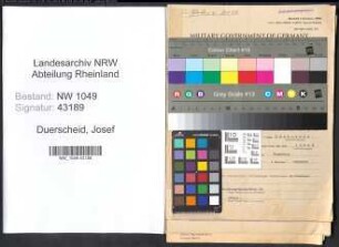 Entnazifizierung Josef Duerscheid , geb. 24.05.1873 (Geschaeftsfuehrer)