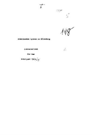 1923/24: Jahresbericht über das Schuljahr ... - 1923/24