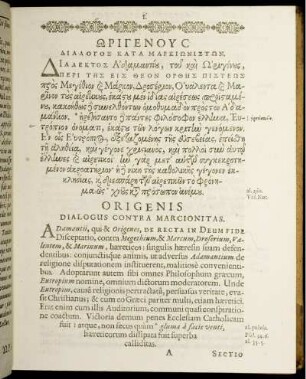 Origenis Dialogus Contra Marcionitas