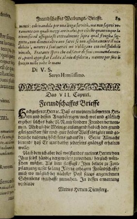 Das VII. Capitel. Freundschaffts Brieffe