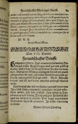 Das VII. Capitel. Freundschaffts Brieffe