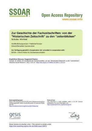 Zur Geschichte der Fachzeitschriften: von der "Historischen Zeitschrift" zu den "zeitenblicken"