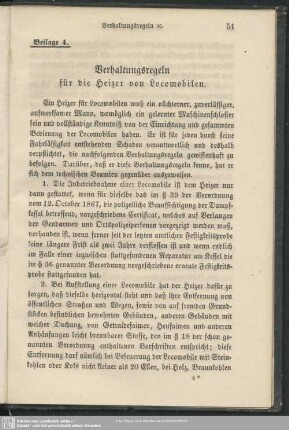 Beilage 4. Verhaltungsregeln für die Heizer von Locomobilen