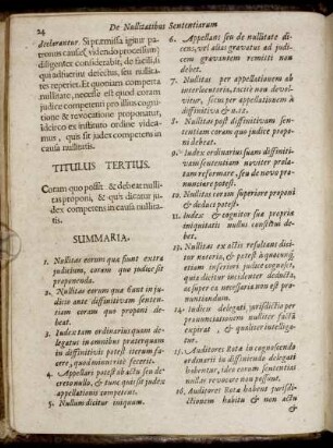 Titulus Tertius. Coram quo possit & debeat nullitas proponi, & quis dicatur judex competens in causa nullitatis.