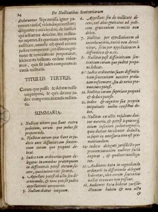 Titulus Tertius. Coram quo possit & debeat nullitas proponi, & quis dicatur judex competens in causa nullitatis.