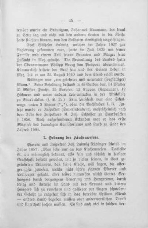 2. Ordnung des Kirchenwesens.