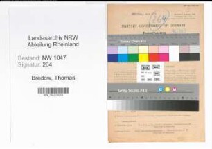 Entnazifizierung Thomas Bredow , geb. 24.06.1891 (Kaufmann)