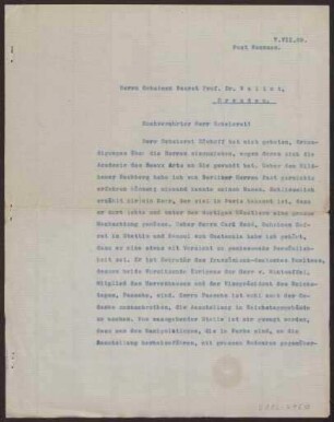 Schreiben an Geheimen Baurat Prof. Dr. Wallot, Dresden (Brief)