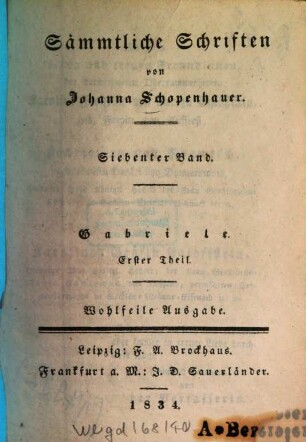 Sämmtliche Schriften, 7. Gabriele ; Theil 1