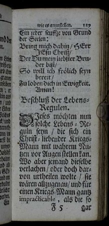 Beschluß der Lebens-Regulen.