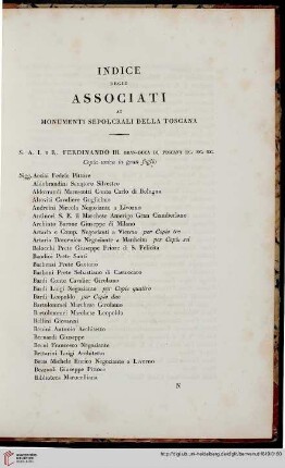 Indice degli associati ai monumenti sepolcrali della Toscana