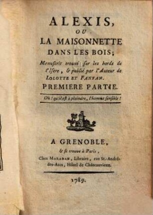 Alexis ou la maisonette dans les bois, 1