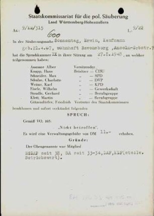 Sonnentag, Erwin