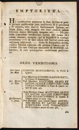 Ordo Venditionis.