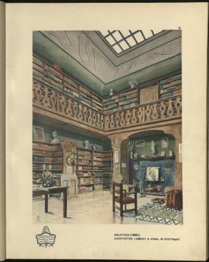 Bibliothek-Zimmer. Architekten: Lambert & Stahl in Stuttgart.