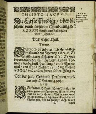 Die Erste Predigt/ [...] - Die Ander Predigt/ [...]