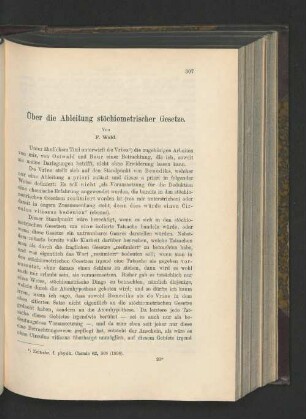 Über die Ableitung stöchiometrischer Gesetze.