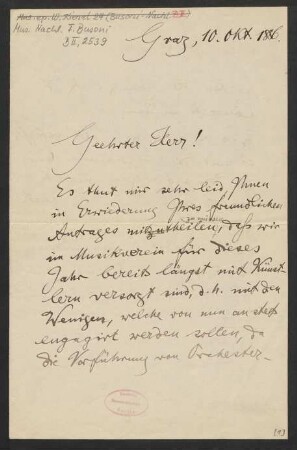 Brief an Ferruccio Busoni, 10.10.1886