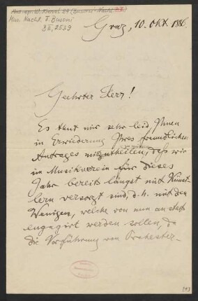 Brief an Ferruccio Busoni, 10.10.1886