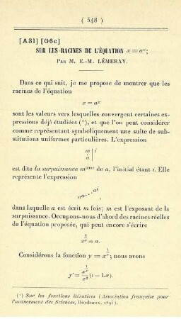 Sur les racines de l'équation ...