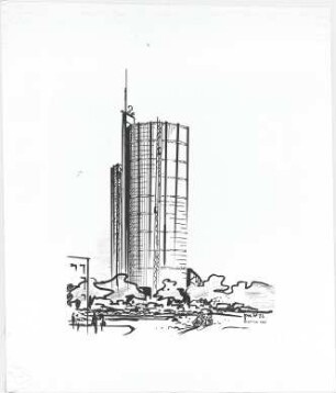 Schneider - Esleben, Paul; Düsseldorf, ARAG - Platz 1; 'ARAG 2000', Hauptverwaltung der Allgemeinen Versicherungs-AG - Entwurf: Hochhaus (Ansicht)