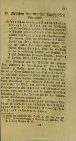 B. Revision der neuesten Lausitzischen Literatur