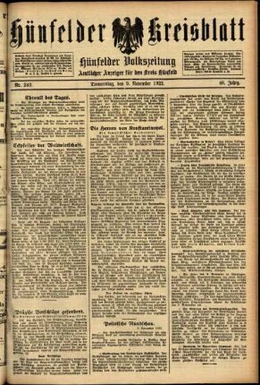 Ausgabe vom Donnerstag, den 09. November 1922.