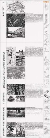 Wohnen im Grünen auf dem ehem. Potsdamer Güterbahnhof, Berlin Schinkelwettbewerb 1990: Konzept: Stadtplan 1896, Fotos, Skizzen, Text