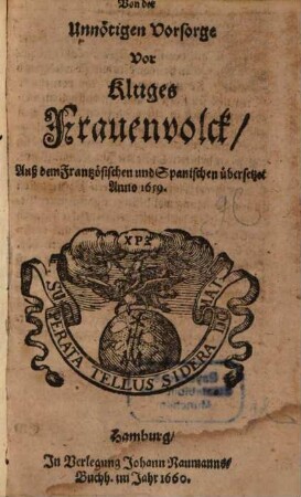 Die unnöthige Vorsorge vor kluges Frauenvolk
