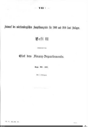 Hauptfinanzetat 1909-1910, Heft 7