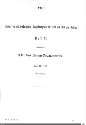 Hauptfinanzetat 1909-1910, Heft 7