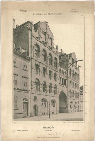 Billing, Hermann; Karlsruhe, Stephanienstr. 94-96; Haus Billing und Helmle, Torbau - Vorderansicht