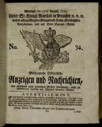 No. 34. Montags, den 20ten August, 1759.