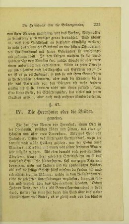 47. IV. Die Herrnhuter oder die Brüdergemeine