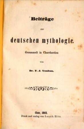 Beiträge zur deutschen Mythologie