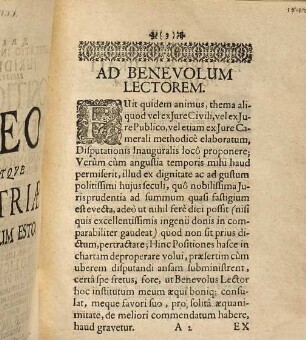Disputatio inauguralis iuridica exhibens Positiones ex iure naturali, gentium, divino, canonico, civili, feudali, camerali, publico