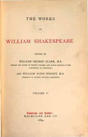 The works of William Shakespeare : in nine volumes, V