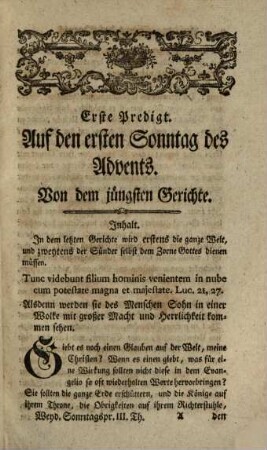 Sonntagspredigten auf Acht Jahre, 3. Zweyte Sonntagspredigten