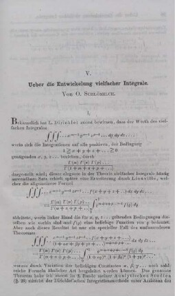 V. Ueber die Entwickelung vielfacher Integrale.