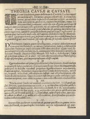 Theoria Causae & Causati.